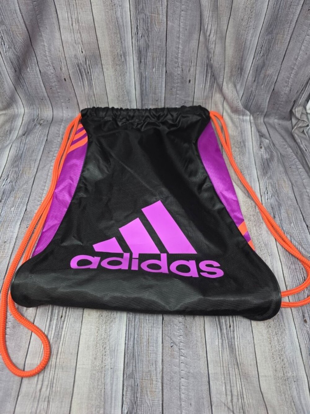 Adidas Black and Purple with Orange Drawstrings Cinch backpack Drawstring Bag